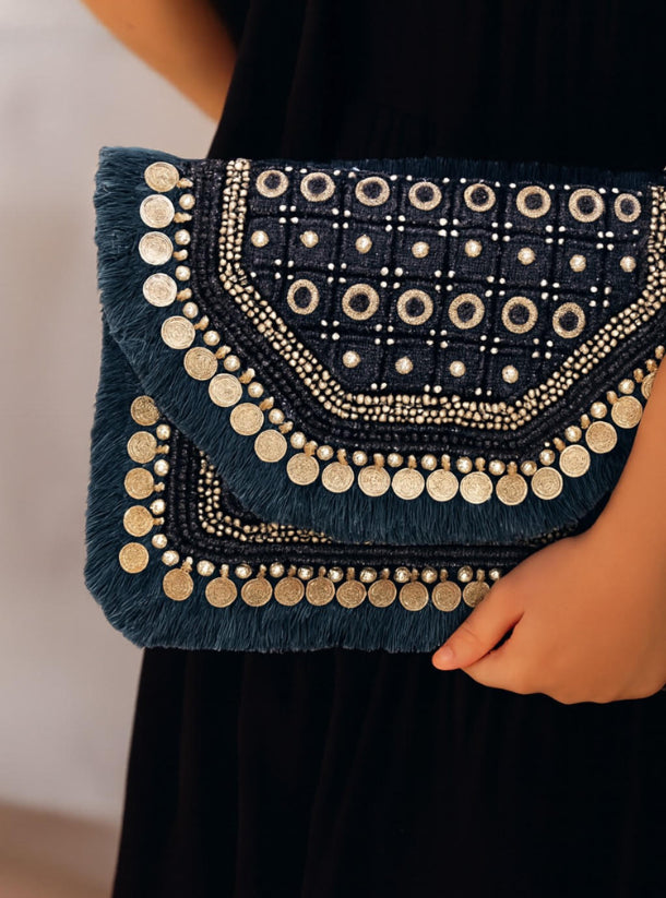 Boho handmade & vintage clutch