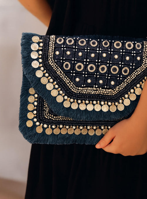 Boho handmade & vintage clutch