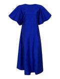 Ruffle Sleeves Plain Color Block Dress