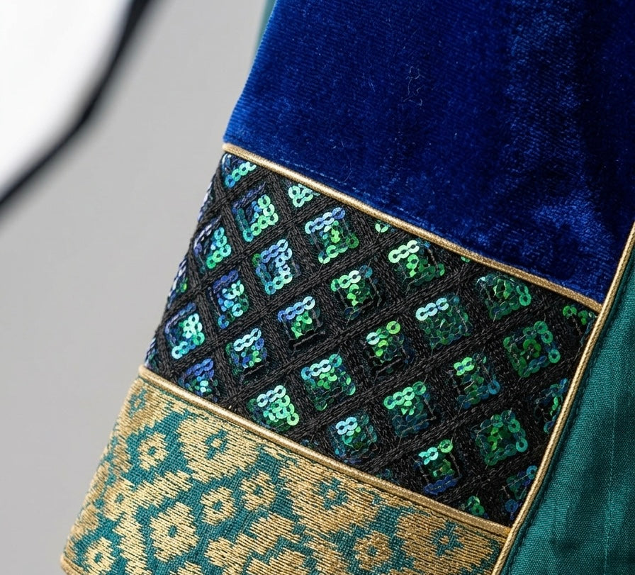Metanoia Indian Silk Dara'a Abaya Teal Free Size