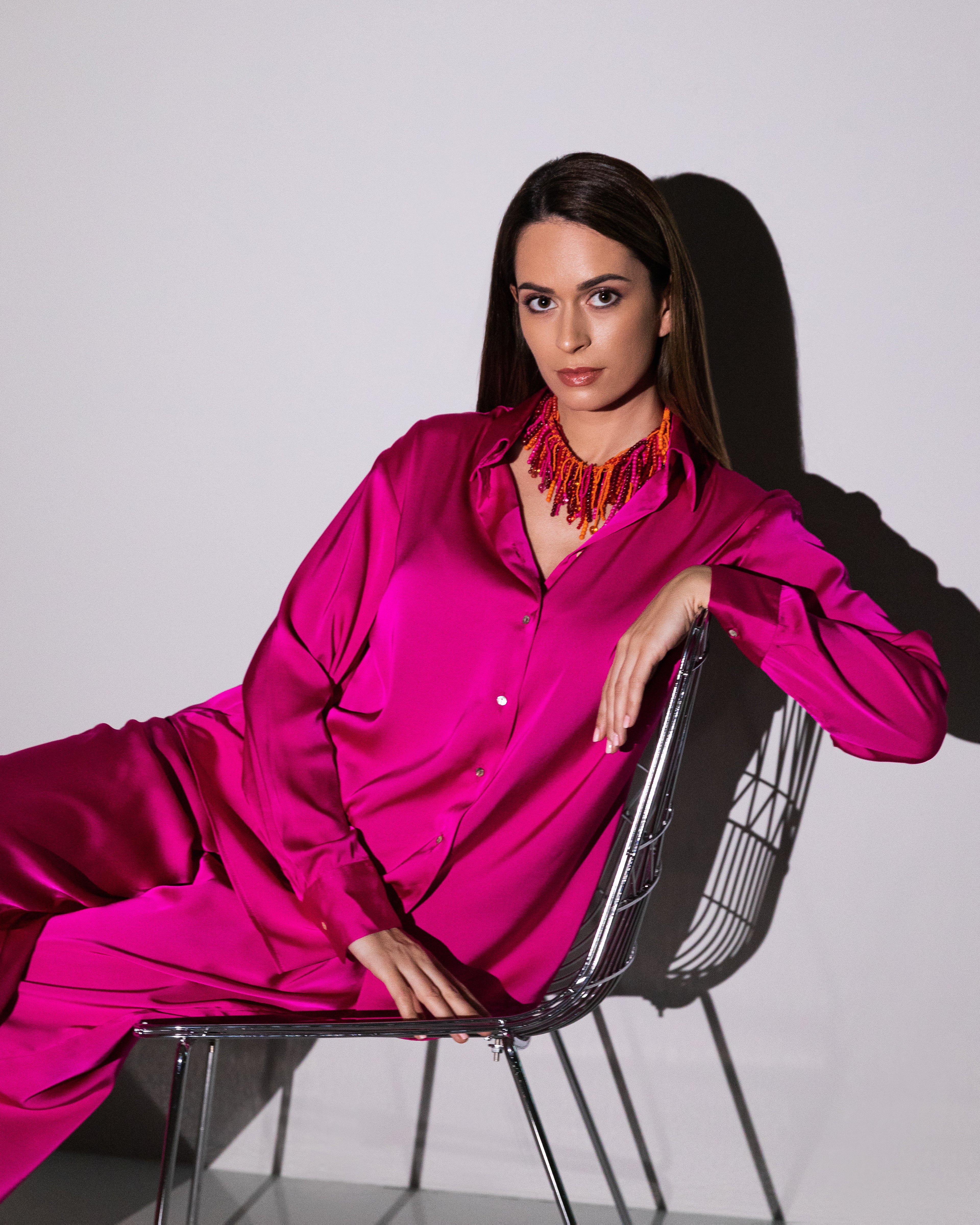 Fuchsia Silk Co-ord Set