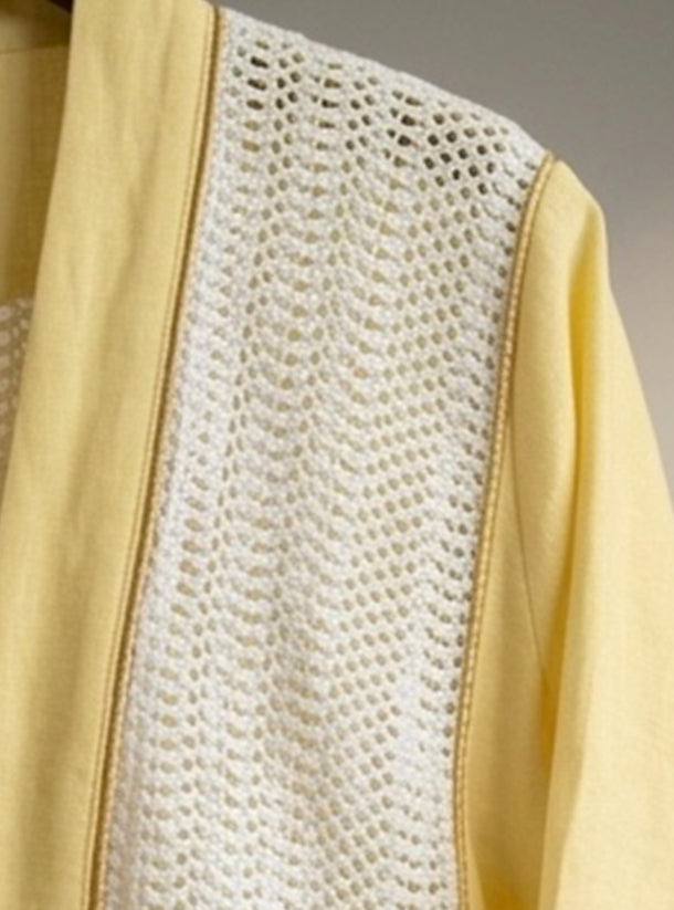 Krochet Yellow Linen Abaya I عباية من الكتان الأصفر والكروشيه من قطعتين