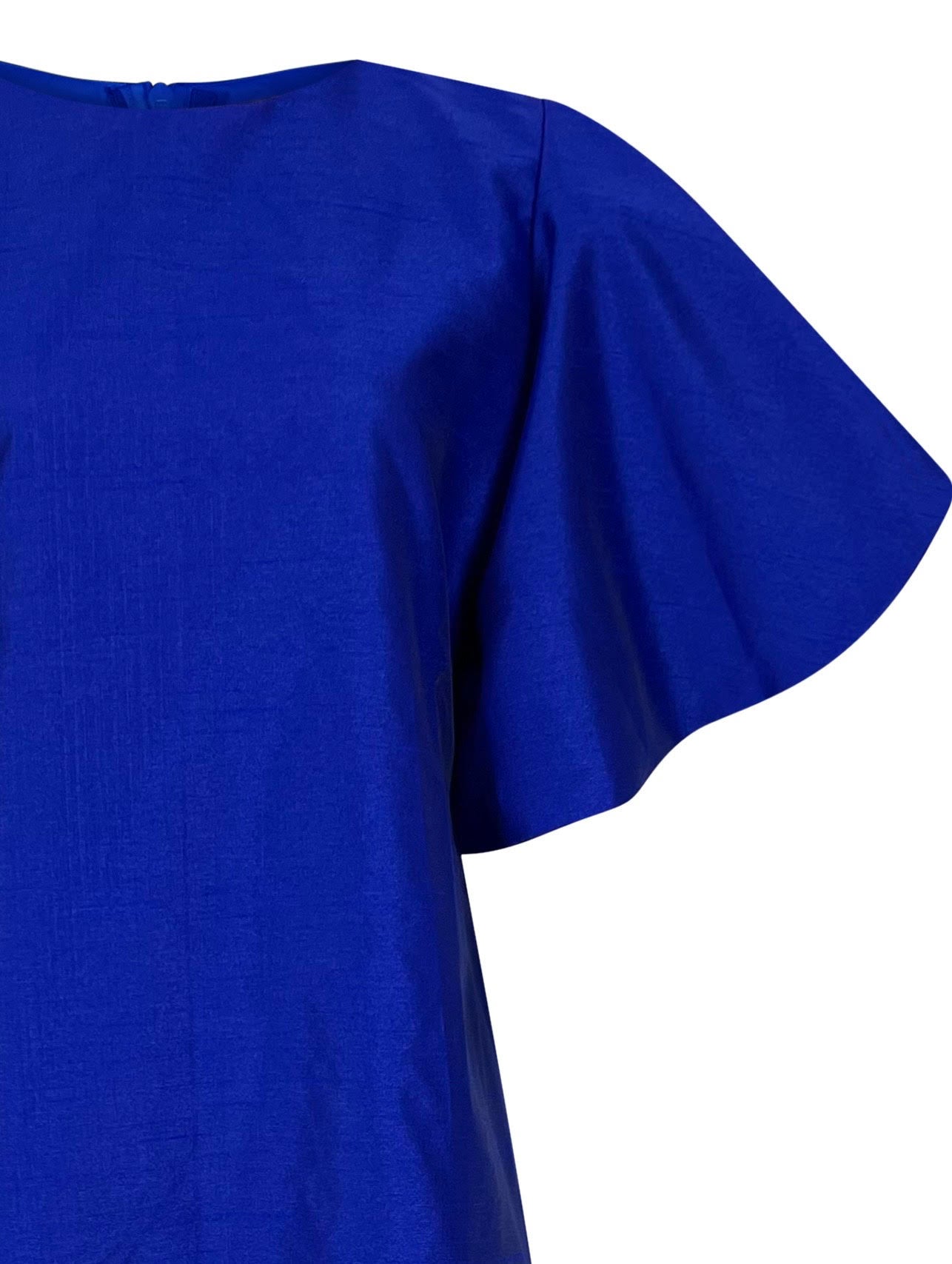 Ruffle Sleeves Plain Color Block Dress